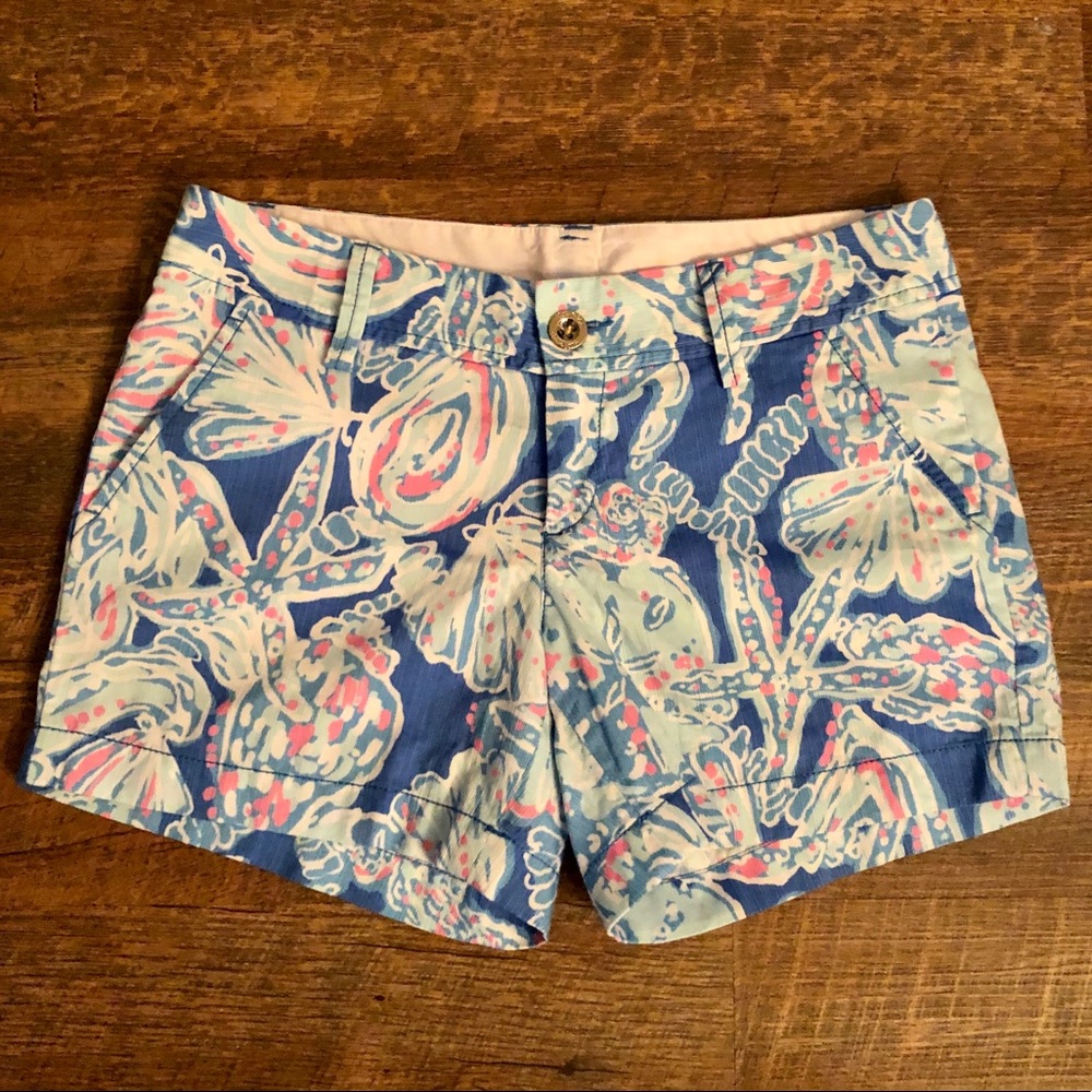 Lilly Pulitzer Callahan Shorts Blue Pink Starfish